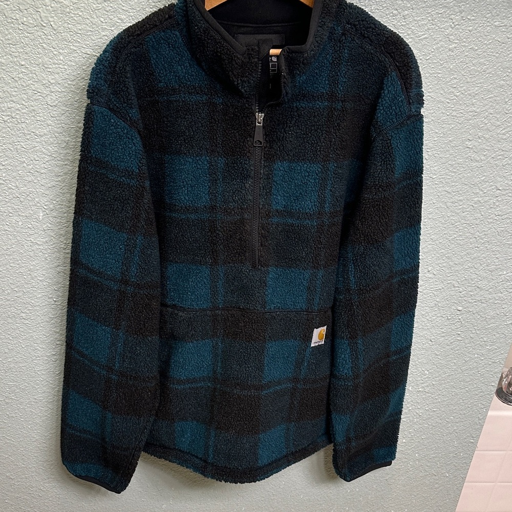Carhartt Black and Teal Fleece Pullover
